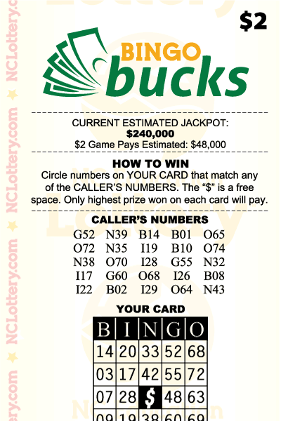 Game logo: Bingo Bucks Price: $2