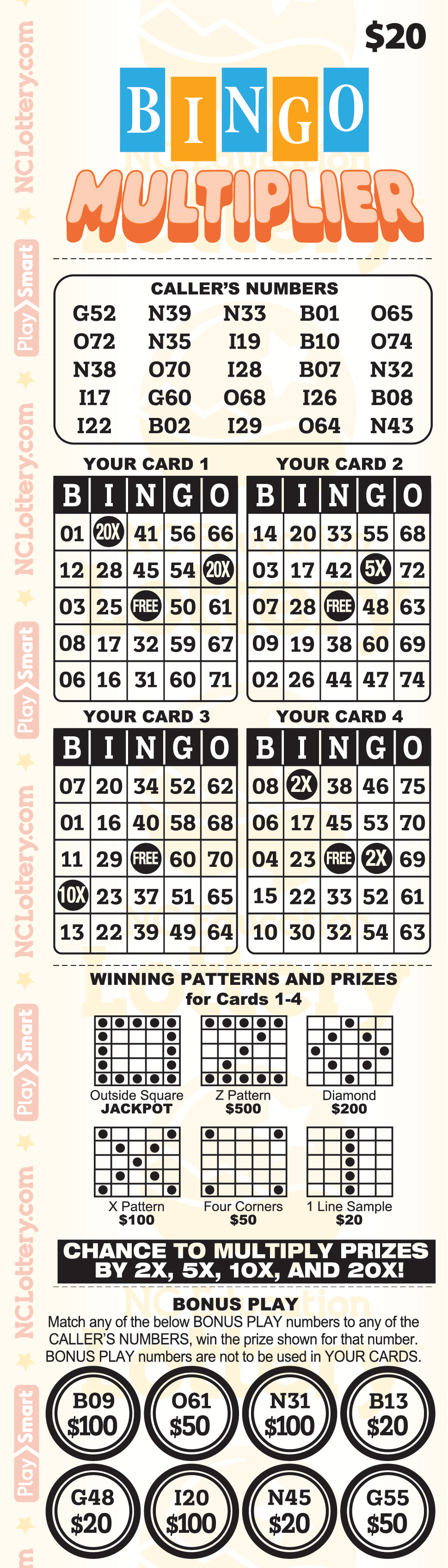 Game logo: $20 Bingo Multiplier, Price: $20