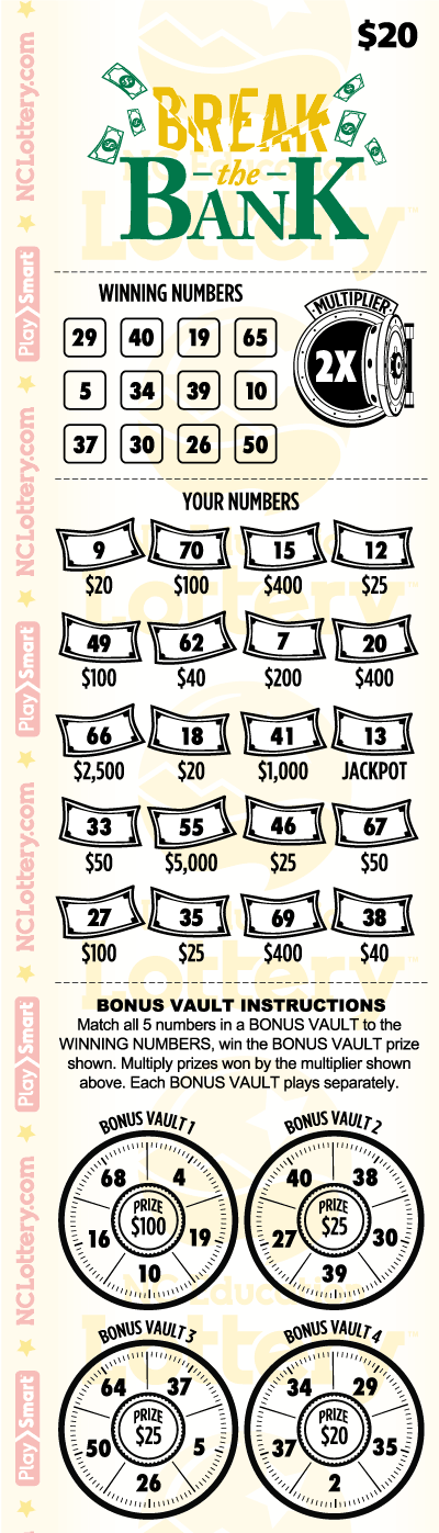 Game logo: Break the Bank, Price: $20